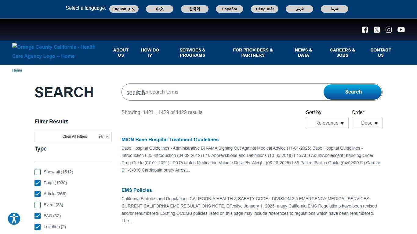 Search Orange County California - Health Care Agency